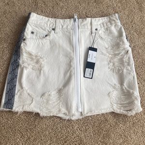 LF white denim skirt with rips